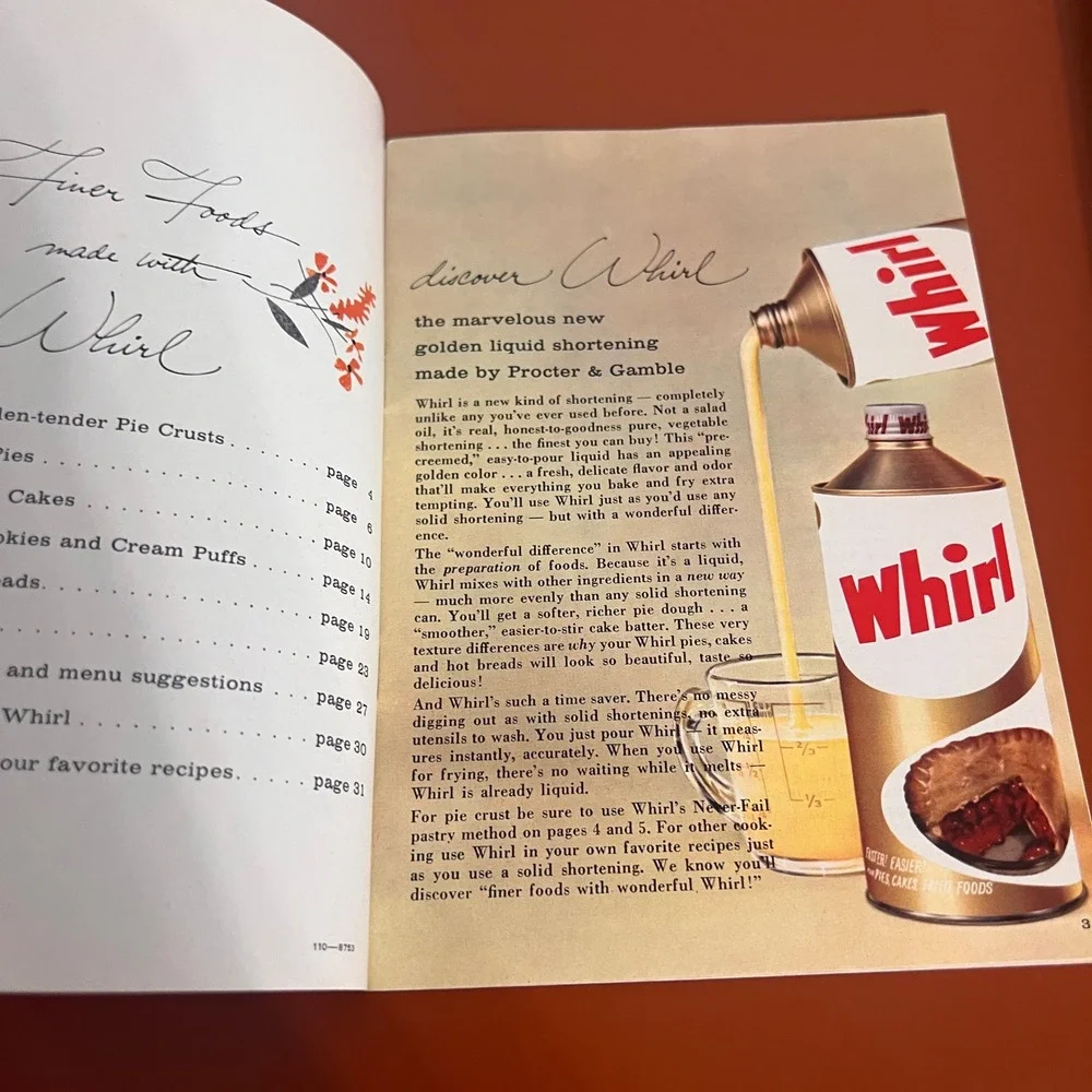 Vintage Whirl Procter & Gamble‎ Recipe Booklet Finer Foods Liquid Shortening